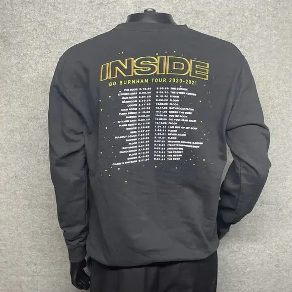 Bo Burnham Mens Large Black Inside Tour 2020-2021 Crewneck Graphic Sweatshirt - Picture 4 of 9